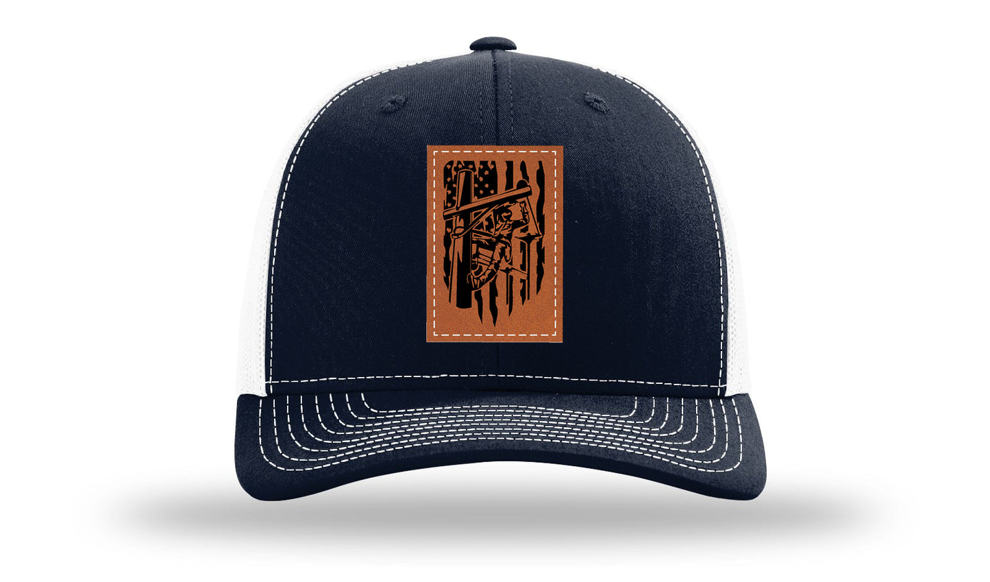 Lineman Work Leather Patch Richardson 112 Hat-Navy / White