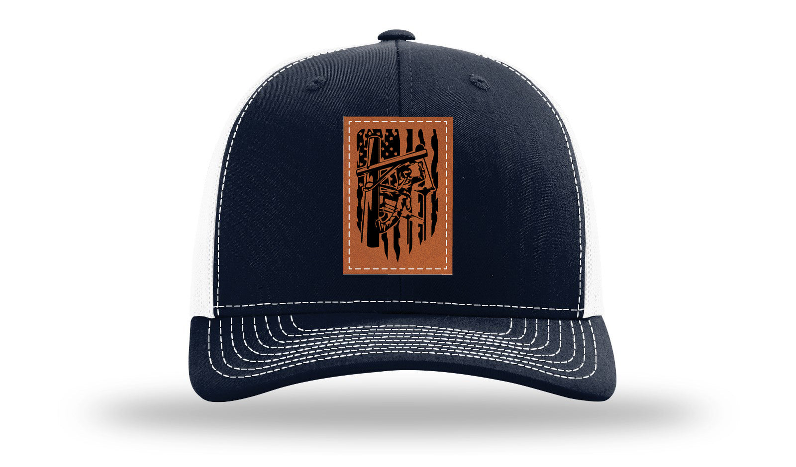 Lineman Work Leather Patch Richardson 112 Hat-Navy / White