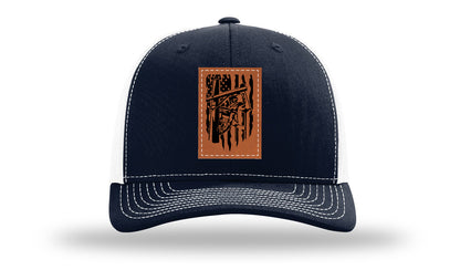 Lineman Work Leather Patch Richardson 112 Hat-Navy / White
