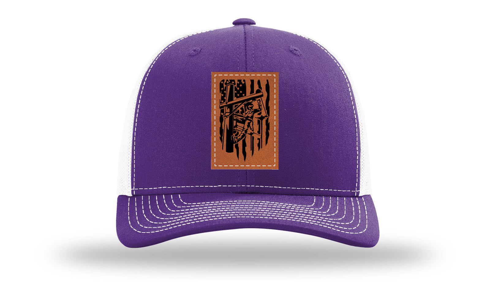 Lineman Work Leather Patch Richardson 112 Hat-Purple / White
