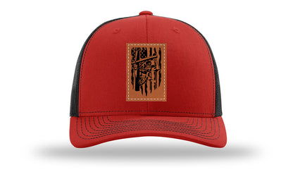 Lineman Work Leather Patch Richardson 112 Hat-Red / Black