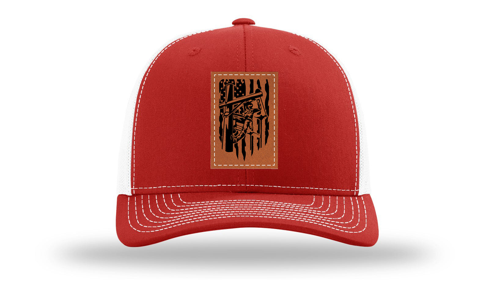 Lineman Work Leather Patch Richardson 112 Hat-Red / White