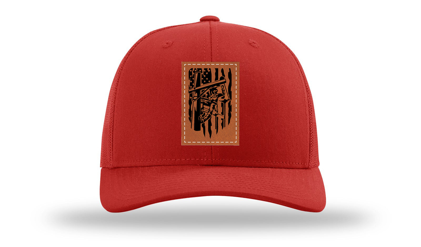Lineman Work Leather Patch Richardson 112 Hat-Red