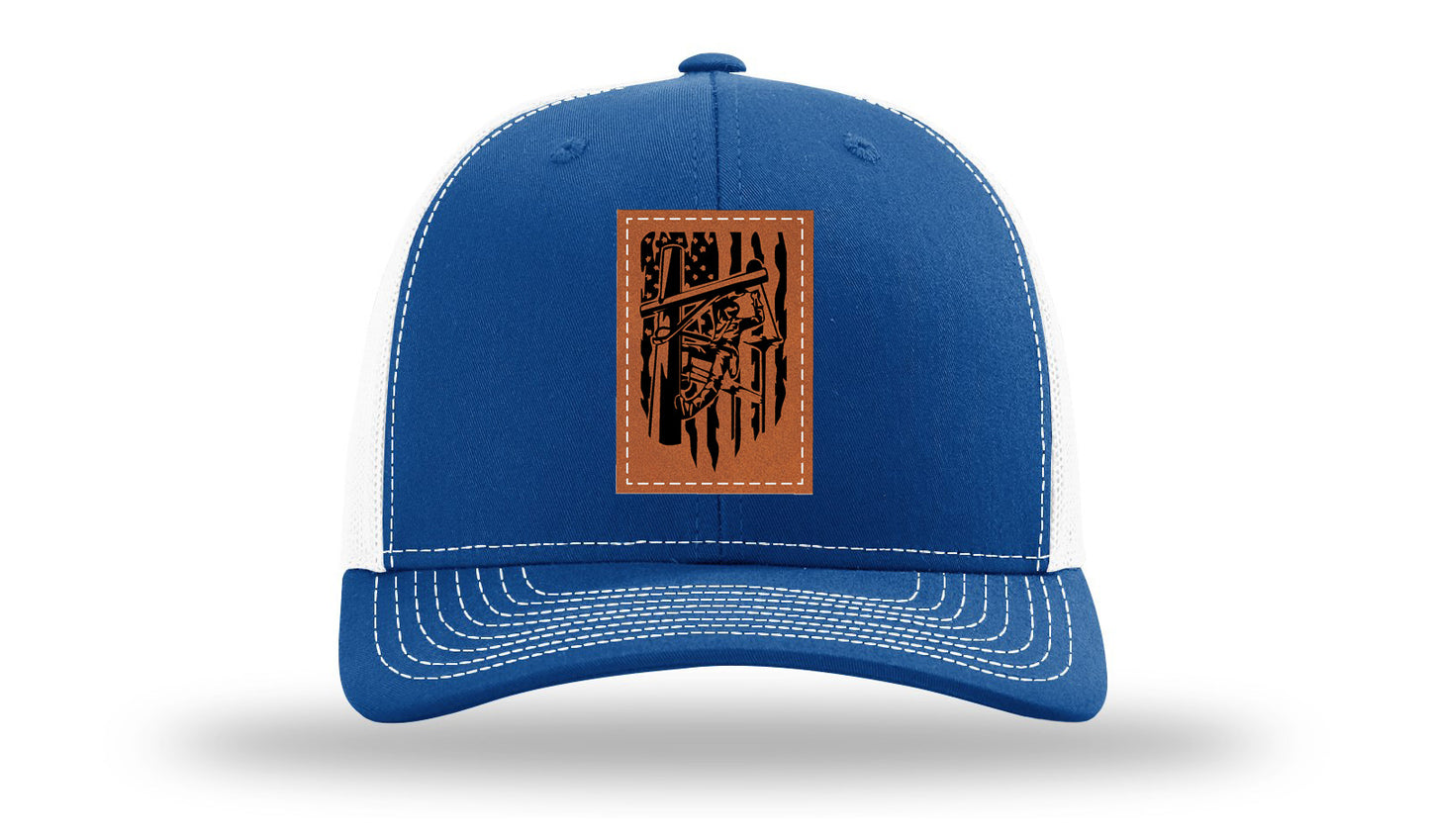 Lineman Work Leather Patch Richardson 112 Hat-Royal / White