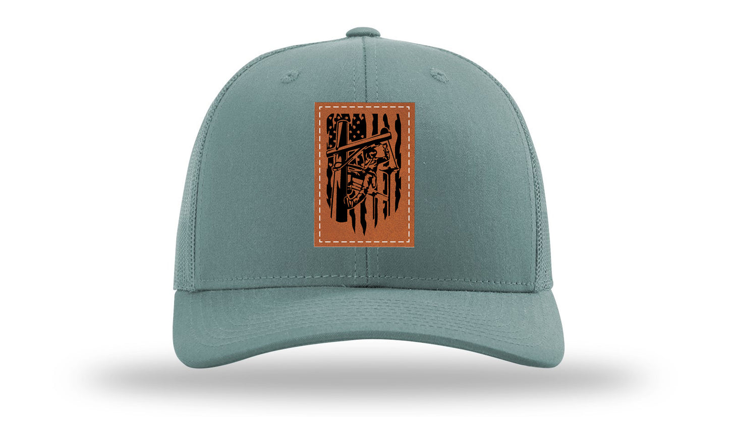Lineman Work Leather Patch Richardson 112 Hat-Smoke Blue