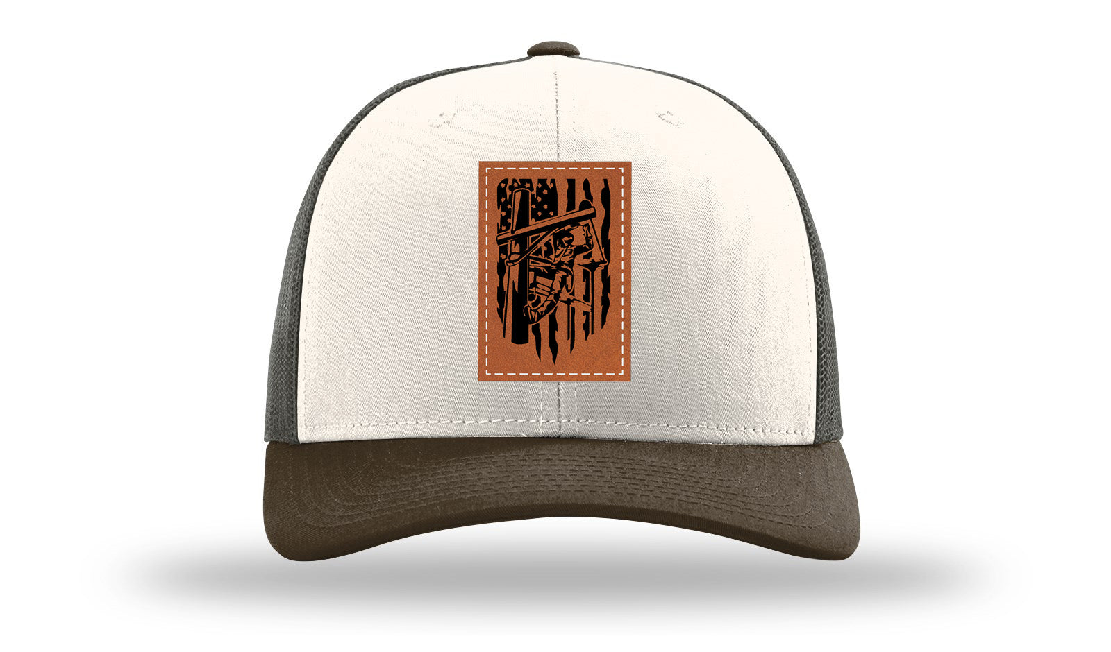 Lineman Work Leather Patch Richardson 112 Hat-Cream / Gray Brown / Brown