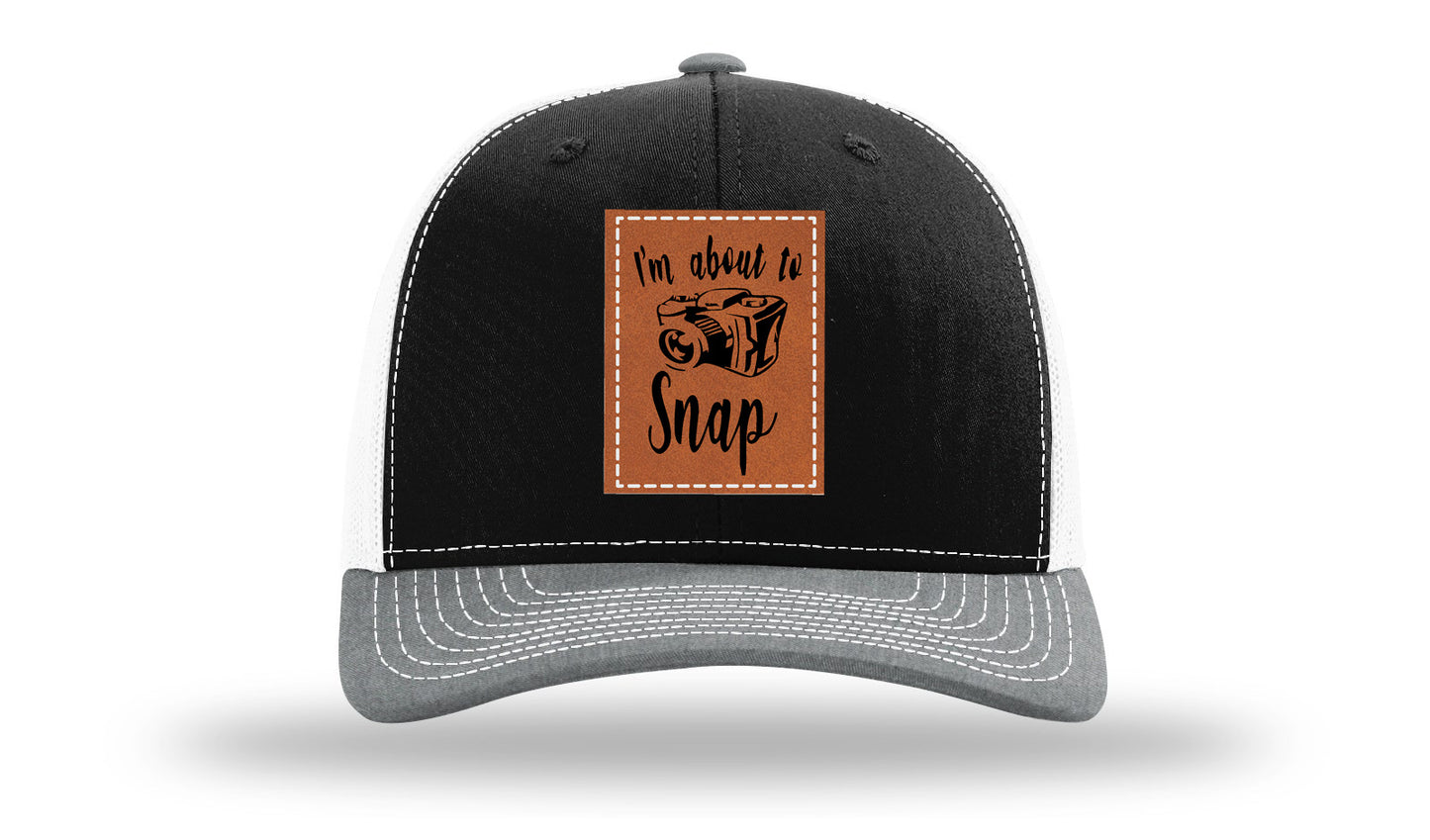 I'm About To Snap Leather Patch Richardson 112 Hat-Black / White / Heather Grey