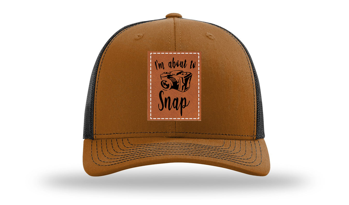 I'm About To Snap Leather Patch Richardson 112 Hat-Caramel / Black