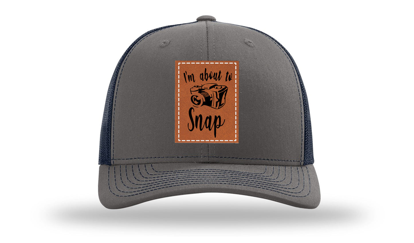 I'm About To Snap Leather Patch Richardson 112 Hat-Charcoal / Navy