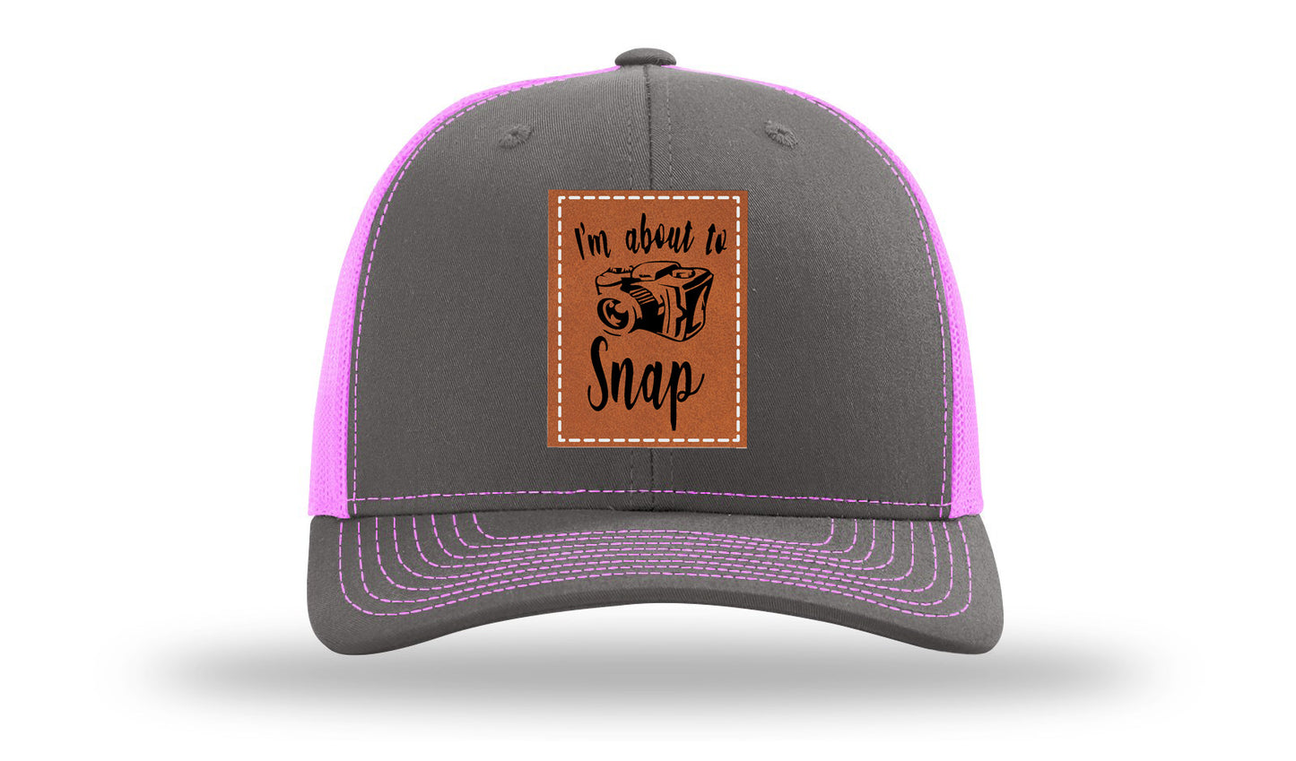 I'm About To Snap Leather Patch Richardson 112 Hat-Charcoal / Neon Pink