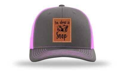 I'm About To Snap Leather Patch Richardson 112 Hat-Charcoal / Neon Pink