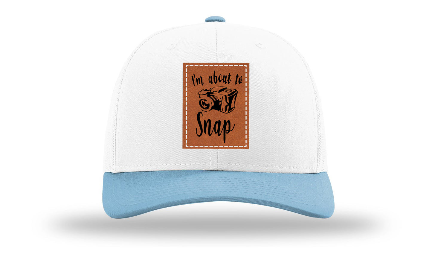 I'm About To Snap Leather Patch Richardson 112 Hat-White /Columbia Blue - CMB
