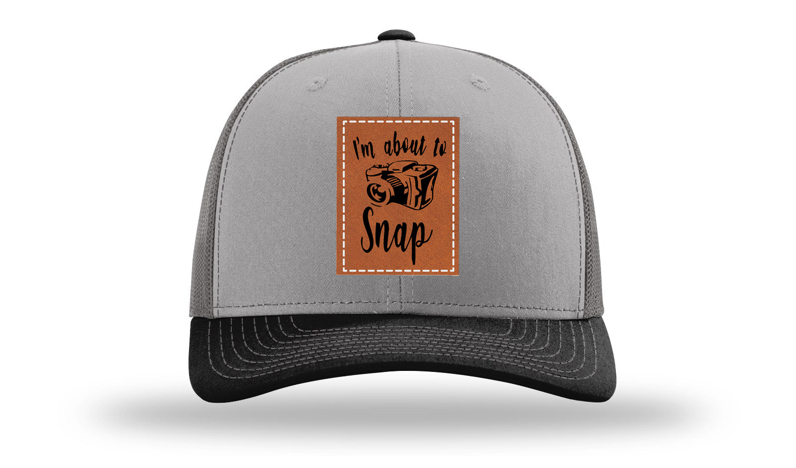 I'm About To Snap Leather Patch Richardson 112 Hat-Grey / Charcoal / Black