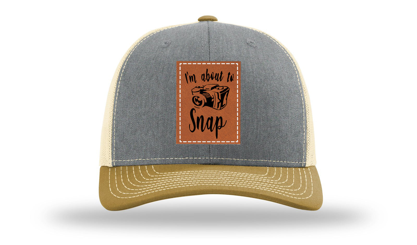 I'm About To Snap Leather Patch Richardson 112 Hat-Heather Grey / Birch / Amber Gold