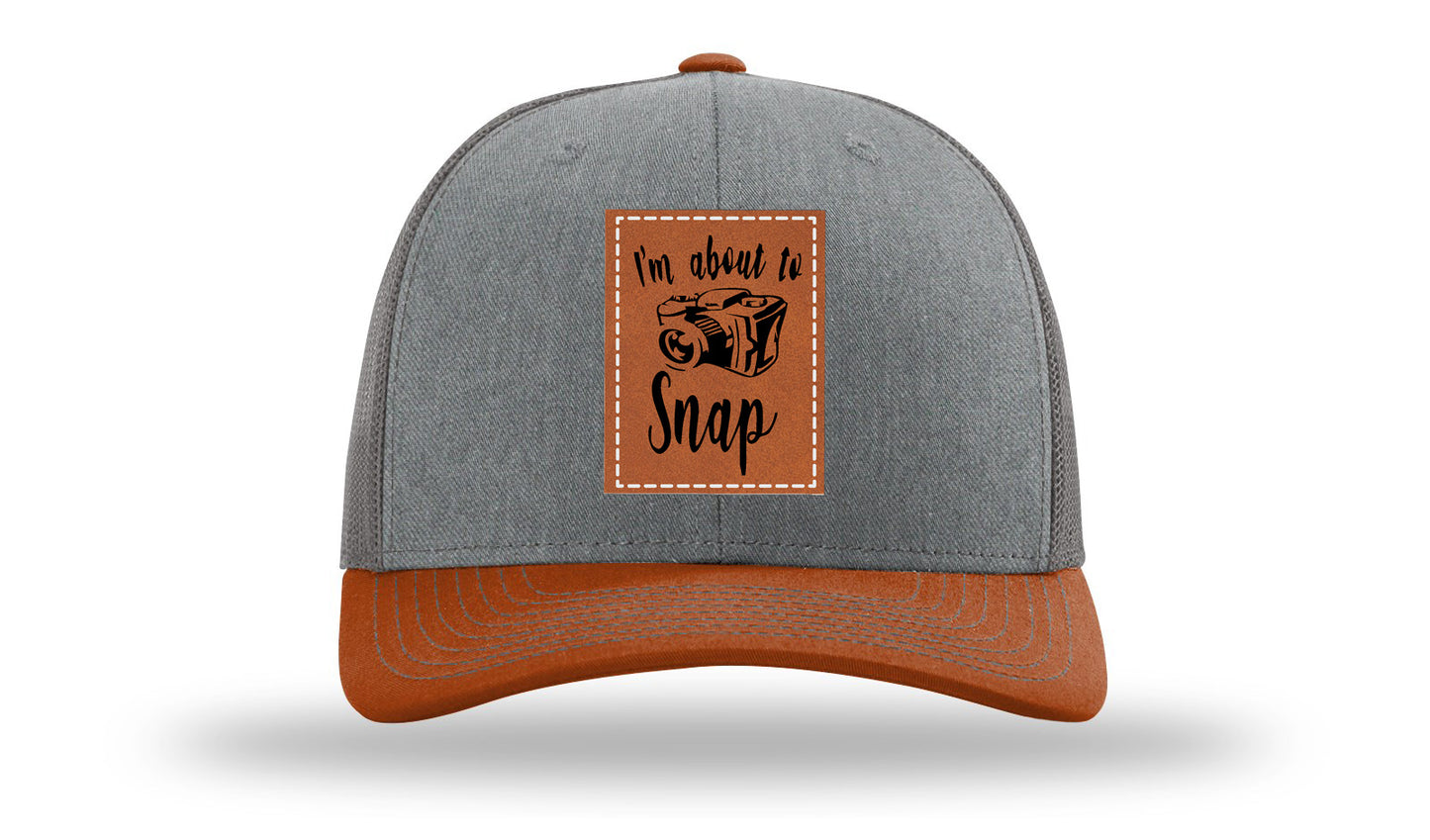 I'm About To Snap Leather Patch Richardson 112 Hat-Heather Grey / Charcoal / Dark Orange