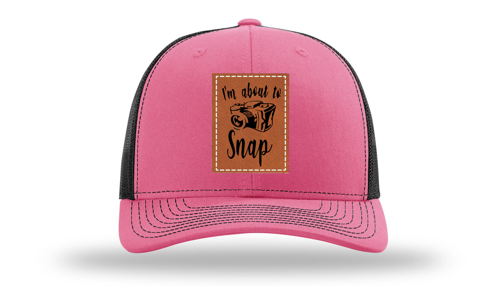 I'm About To Snap Leather Patch Richardson 112 Hat-Hot Pink / Black