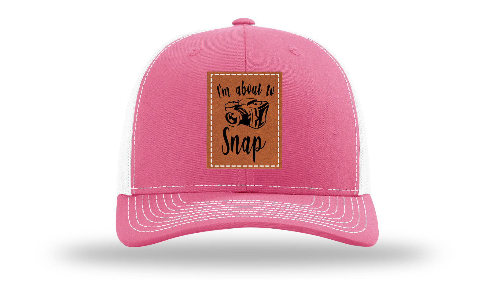 I'm About To Snap Leather Patch Richardson 112 Hat-Hot Pink / White