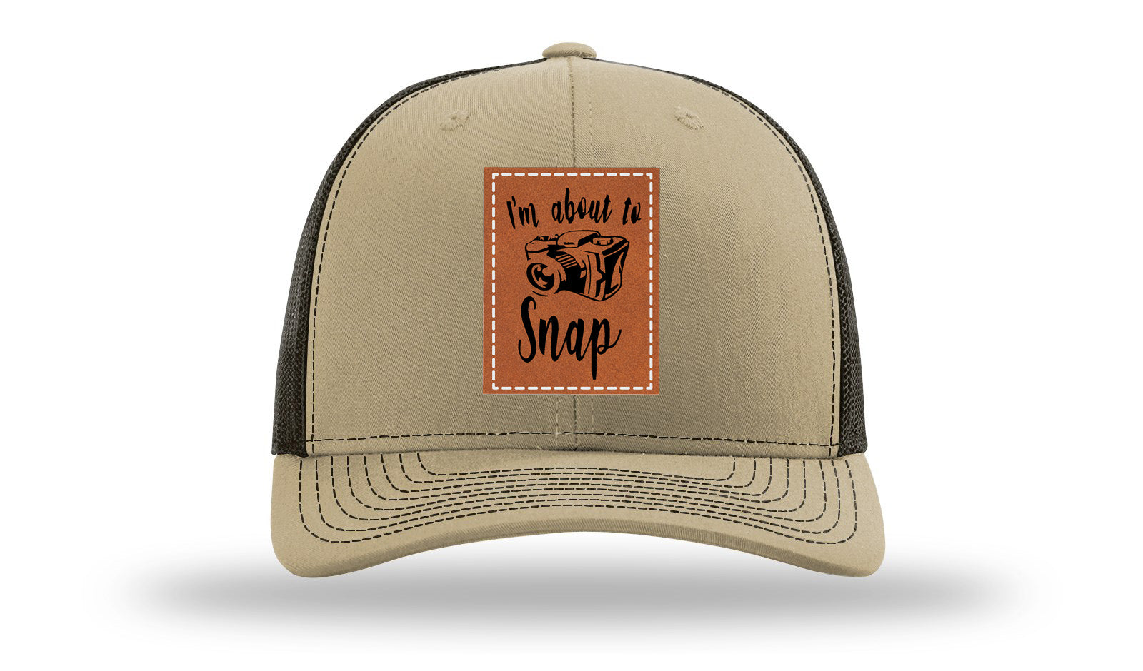 I'm About To Snap Leather Patch Richardson 112 Hat-Khaki / Coffee