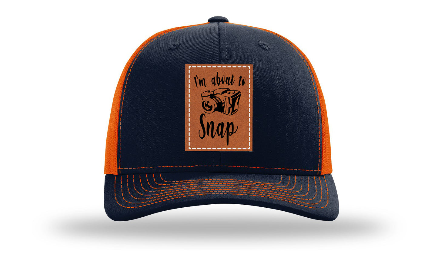 I'm About To Snap Leather Patch Richardson 112 Hat-Navy / Orange