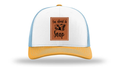 I'm About To Snap Leather Patch Richardson 112 Hat-White / Columbia Blue / Yellow