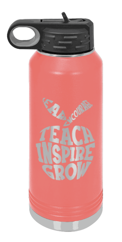 Teacher Life - 32oz Water Bottle Laser Engraved- Coral