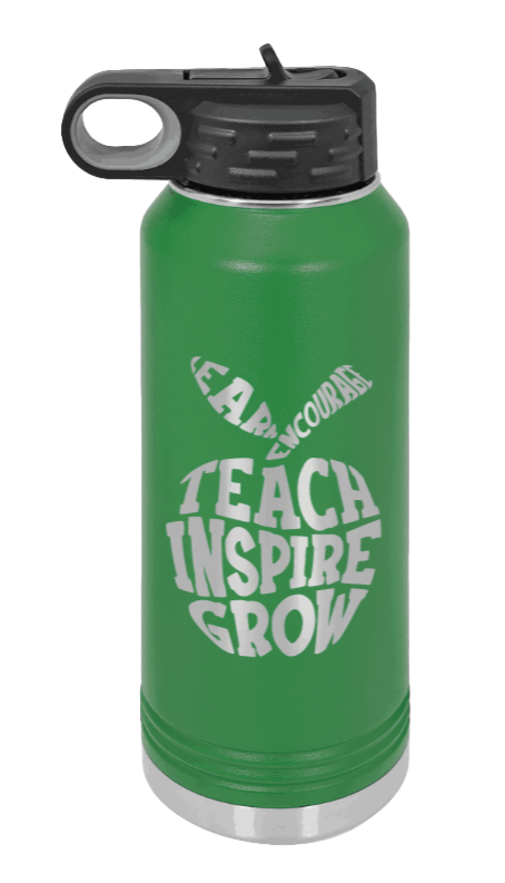 Teacher Life - 32oz Water Bottle Laser Engraved- Green