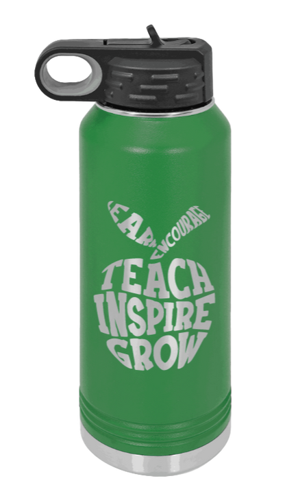 Teacher Life - 32oz Water Bottle Laser Engraved- Green