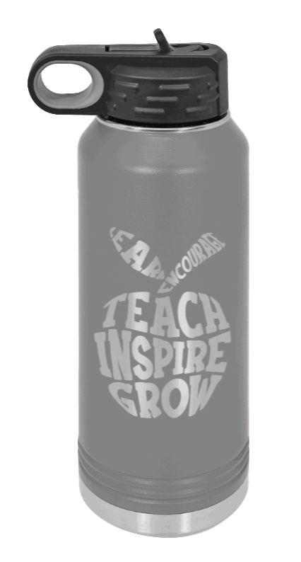 Teacher Life - 32oz Water Bottle Laser Engraved- Dark Grey