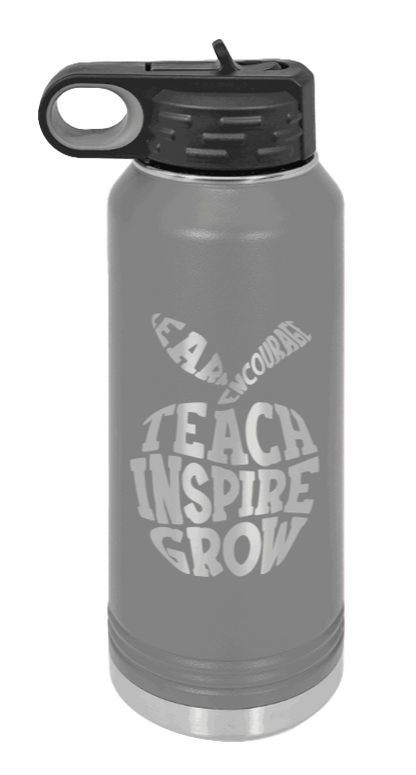 Teacher Life - 32oz Water Bottle Laser Engraved- Dark Grey