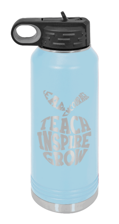 Teacher Life - 32oz Water Bottle Laser Engraved- Light Blue