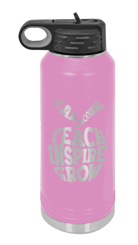 Teacher Life - 32oz Water Bottle Laser Engraved- Light Purple