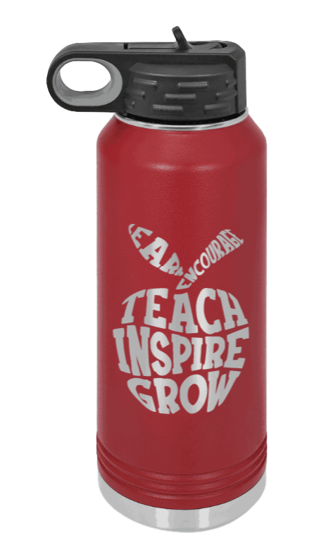 Teacher Life - 32oz Water Bottle Laser Engraved- Maroon