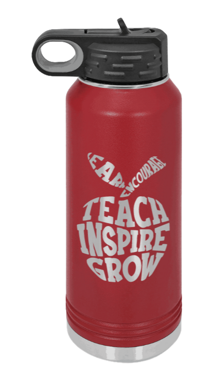 Teacher Life - 32oz Water Bottle Laser Engraved- Maroon