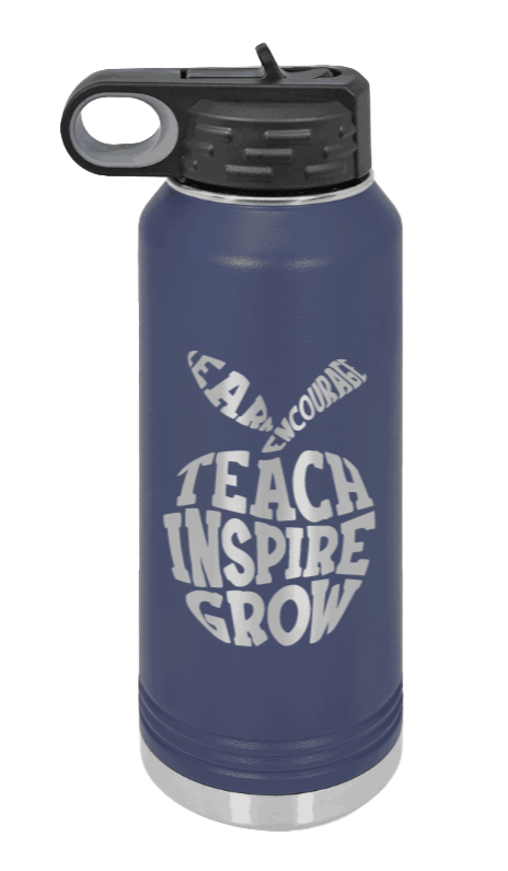 Teacher Life - 32oz Water Bottle Laser Engraved- Navy