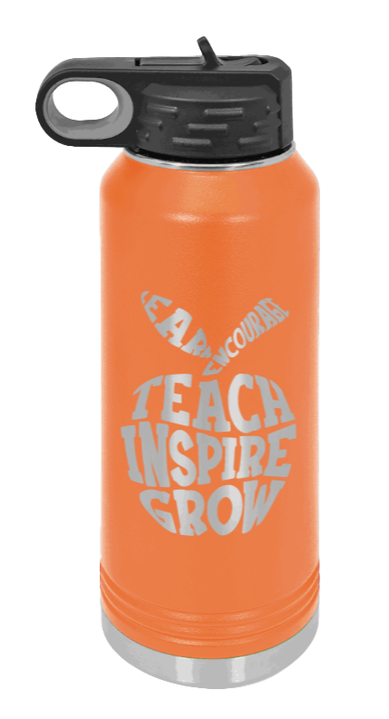 Teacher Life - 32oz Water Bottle Laser Engraved- Orange