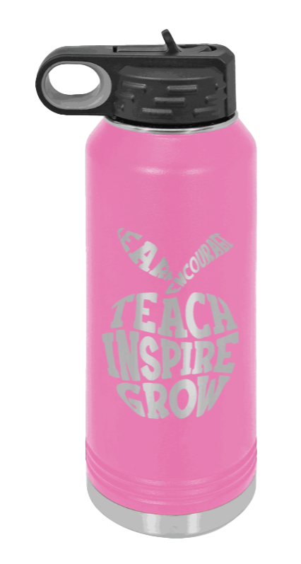 Teacher Life - 32oz Water Bottle Laser Engraved- Pink