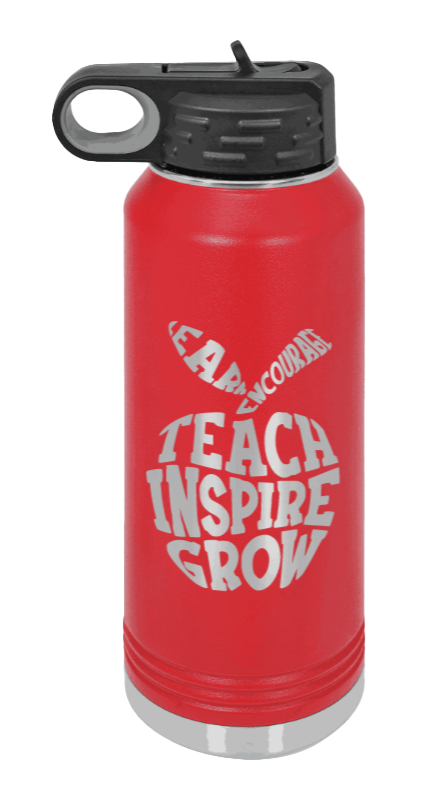 Teacher Life - 32oz Water Bottle Laser Engraved- Red