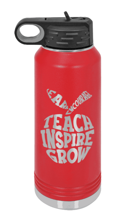 Teacher Life - 32oz Water Bottle Laser Engraved- Red