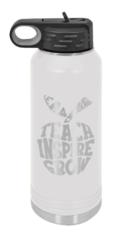 Teacher Life - 32oz Water Bottle Laser Engraved- White