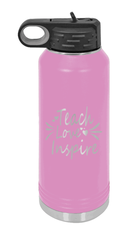 Teach Love Inspire - 32oz Water Bottle Laser Engraved- Light Purple