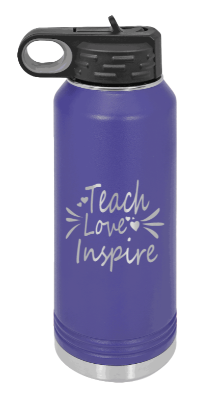 Teach Love Inspire - 32oz Water Bottle Laser Engraved- Purple