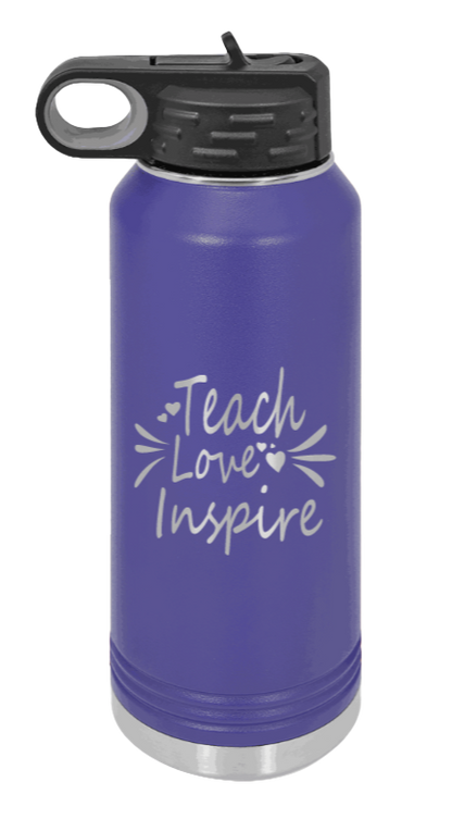 Teach Love Inspire - 32oz Water Bottle Laser Engraved- Purple