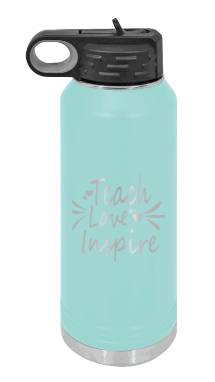 Teach Love Inspire - 32oz Water Bottle Laser Engraved- Teal