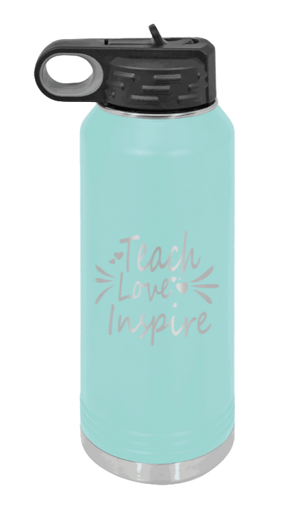 Teach Love Inspire - 32oz Water Bottle Laser Engraved- Teal