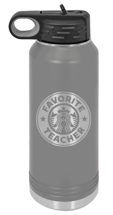 Favorite Teacher - 32oz Water Bottle Laser Engraved- Dark Grey