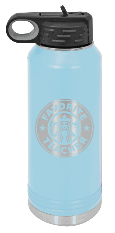 Favorite Teacher - 32oz Water Bottle Laser Engraved- Light Blue