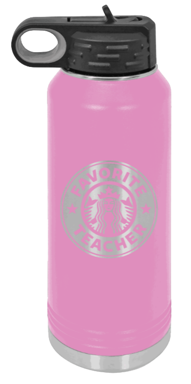 Favorite Teacher - 32oz Water Bottle Laser Engraved- Light Purple