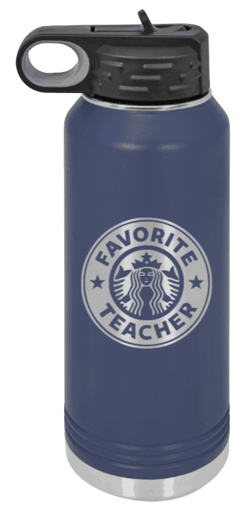 Favorite Teacher - 32oz Water Bottle Laser Engraved- Navy