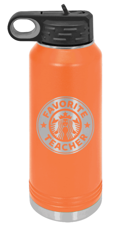 Favorite Teacher - 32oz Water Bottle Laser Engraved- Orange