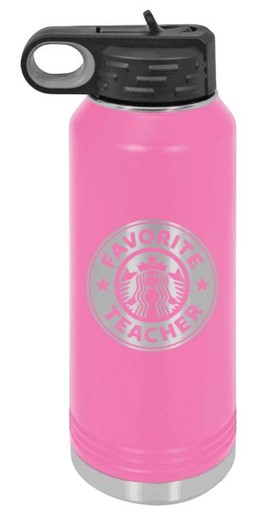 Favorite Teacher - 32oz Water Bottle Laser Engraved- Pink